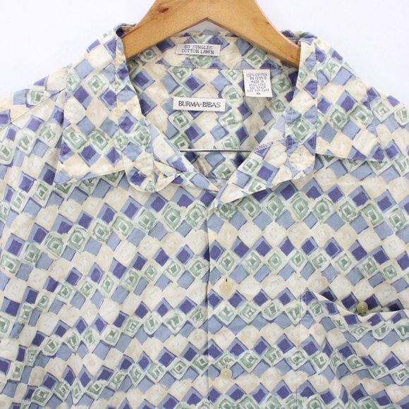 Vintage Burma Bibas Shirt Mens Geometrical Pattern Short Sleeve Button Down XL - Picture 5 of 9